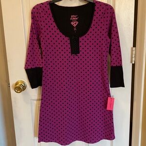 NWT Betsey Johnson PJs. Size S. Purple with black polka dots.